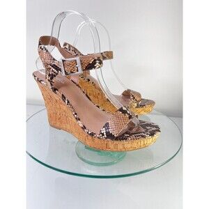 Charles by Charles David Lambert Wedge Sandals Snake Print Ankle Strap